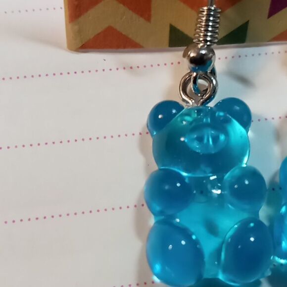 Blue shade 1 gummi bear earrings - Picture 2 of 3